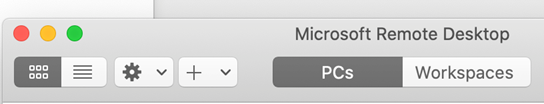 Screenshot of remote desktop workspace button on a Mac