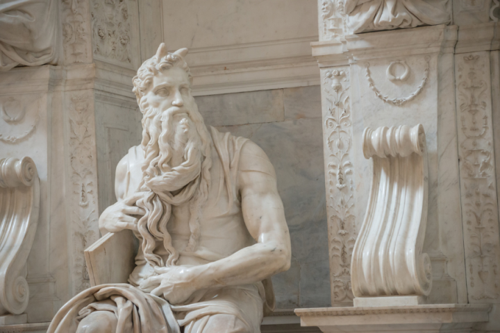 Michelangelo's scultpture Moses, housed in the church of San Pietro in Vinco in Rome, Italy