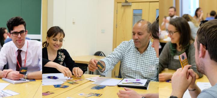 Teachers playing the Supercytes card games