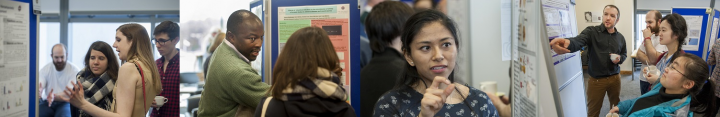 Images of staff and students attending the MSc project poster afternoon held at Little France