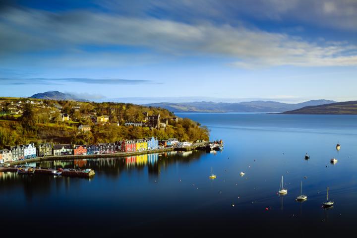 Long Exposure photograph of the village of Tobermory in the Isle of Mull.