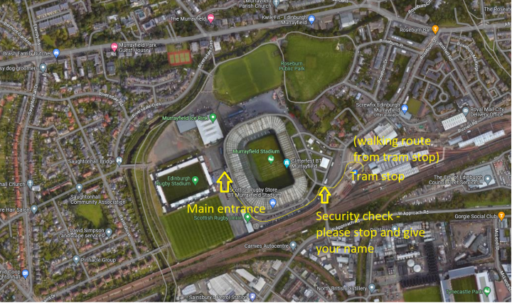 Image showing walking route from tram stop to stadium entrance