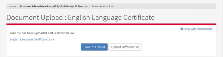 Applicant hub: document upload confirmation or change document image