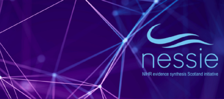 NESSIE logo on background with purple and blue nodes in a network