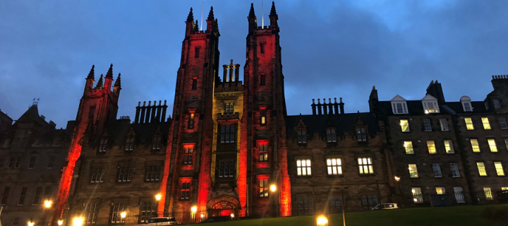 New College lit in red for Great War