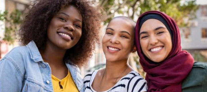 multicultural women smiling