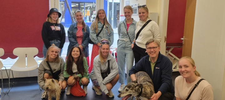 Student nurses from Hansenberg College, Denmark, with Pace, Annie and miscellaneous toys!