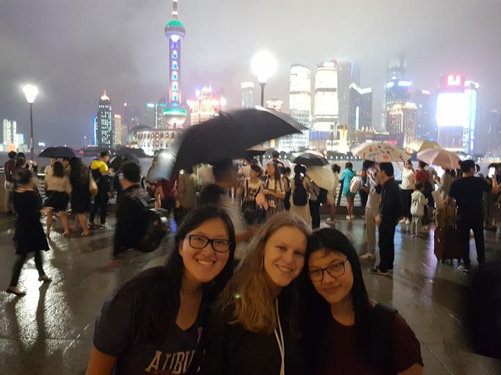 Photo of a student and friends in Shanghai