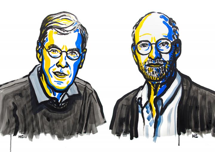 Nobel Prize illustrations of Richard Henderson and Michael Rosbash