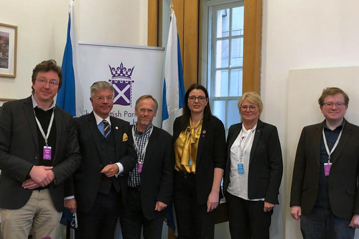 Photo of Nordic Council delegation with colleagues from Scandinavian Studies