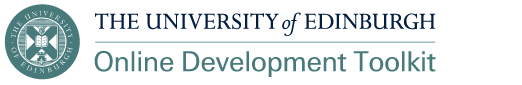 Logo of the University's Online Development Toolkit with University crest, the official University header and the toolkit's name