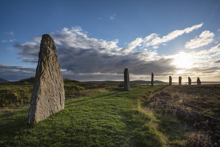 A photo of Ring of Brodgar, a Neolithic stone circle on the Orkney Islands
