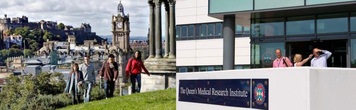 Carlton Hill and the Queens Medical Research Institute in Edinburgh