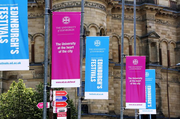McEwan Hall with banners during the festivals 2018 