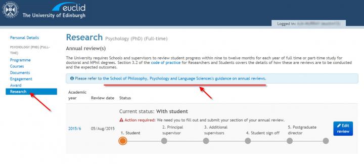 Image showing the student research page within MyEd