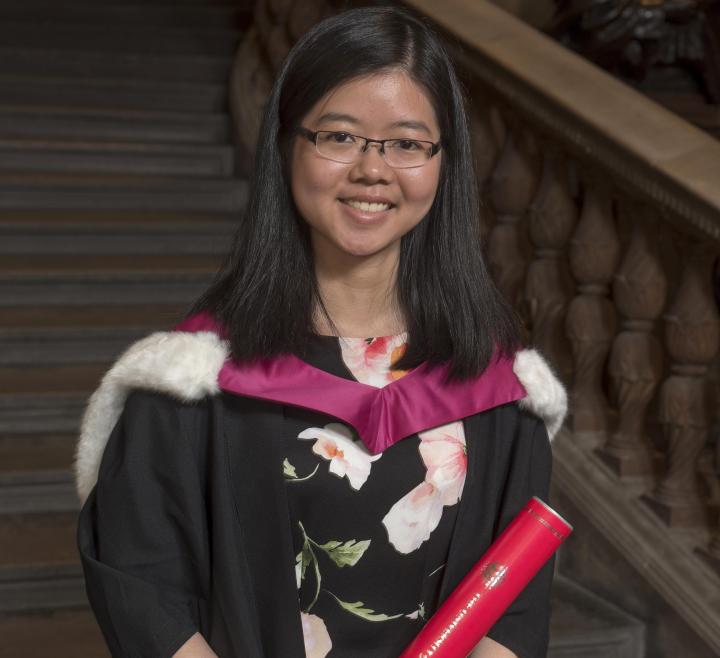 Current student Mei Yen Liew accepting a degree on behalf of the Edinburgh Seven.