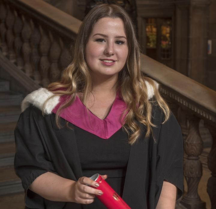 Current student Megan Cameron accepting a degree on behalf of the Edinburgh Seven.