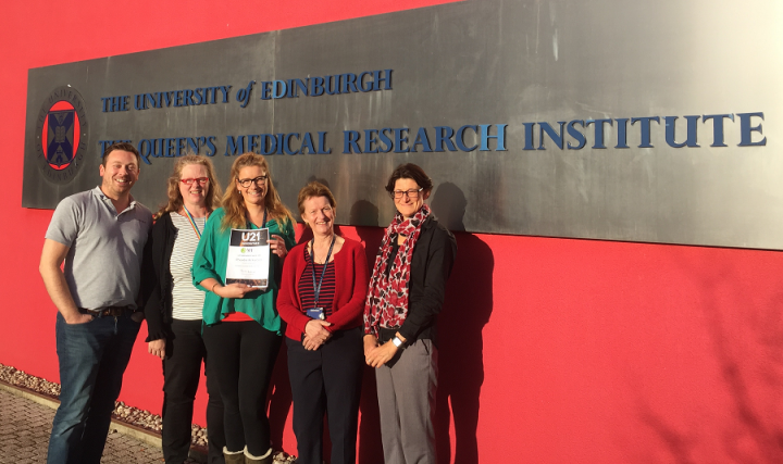 Tissue Repair student Phoebe Kirkwood with her supervisors and PhD programme team