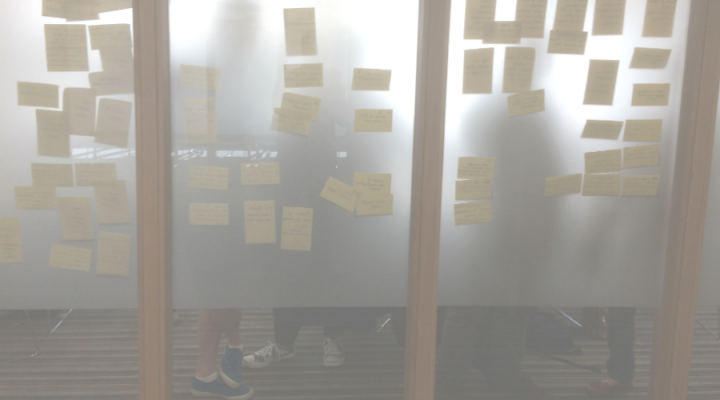 Putting up post its during persona creation session