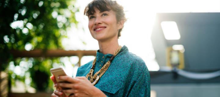 professional woman with mobile