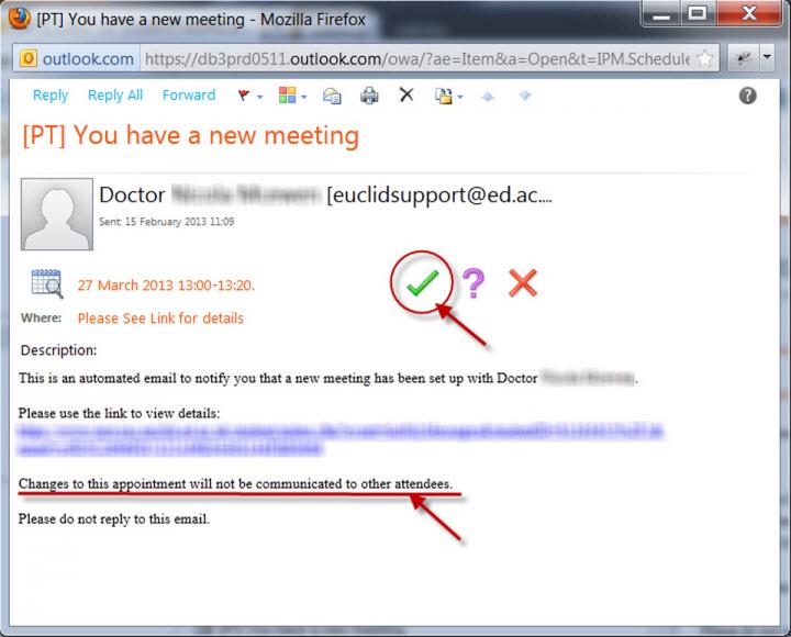 email notification of meeting request image