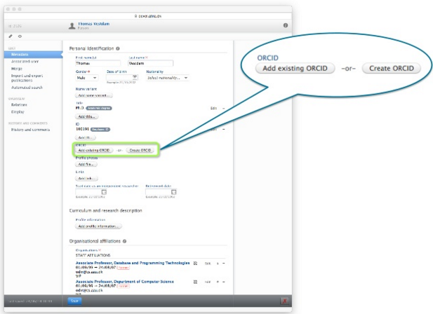 ORCID integrated with PURE