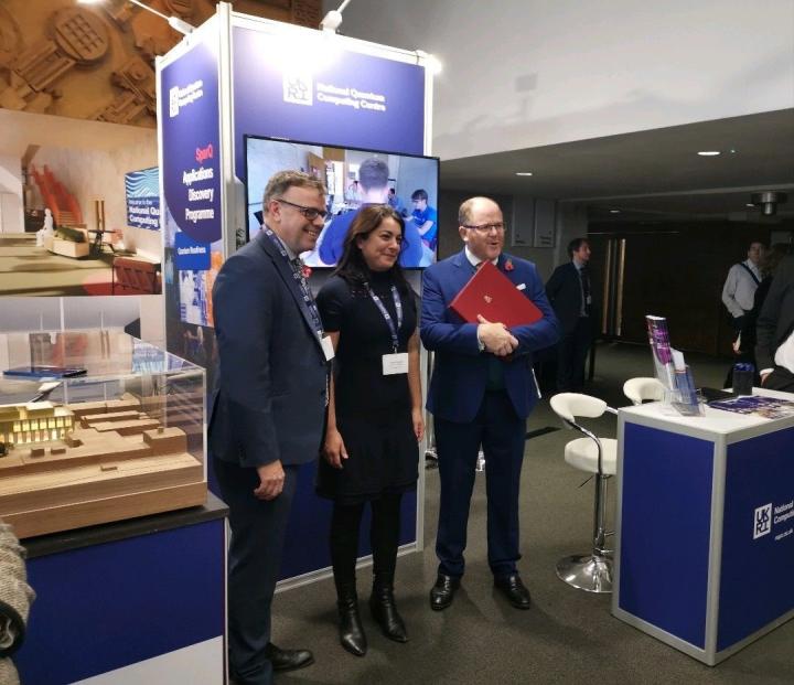 Professor Elham Kashefi meets George Freeman MP, Honourable Minister of State, Department for Business, Energy and Industrial Strategy,at the UK National Quantum Technologies Showcase 2022, London. Credit: NQCC