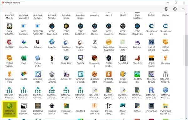 Screenshot of the Remote Desktop Apps view