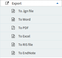 Resource List export bibliography menu