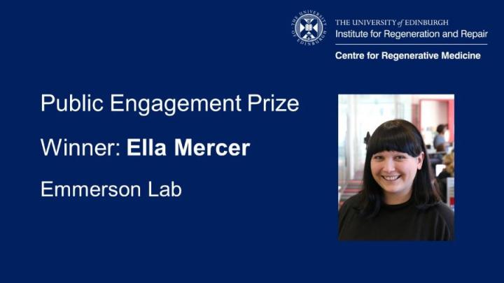Tissue Repair PhD student Ella Mercer wins 2020 Public Engagement Award at CRM Retreat