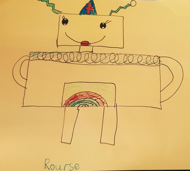 child drawing of a robot nurse