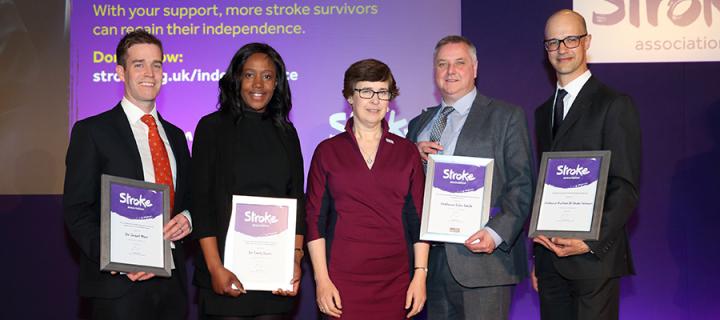 Stroke Association awardees with Hilary Reynolds, Executive Director of Strategy and Research, Stroke Association