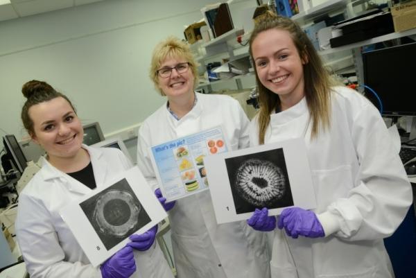 Dr Carmel Moran with two Science Insights pupils