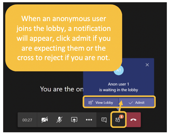 Image showing how to admit/reject anonymous users