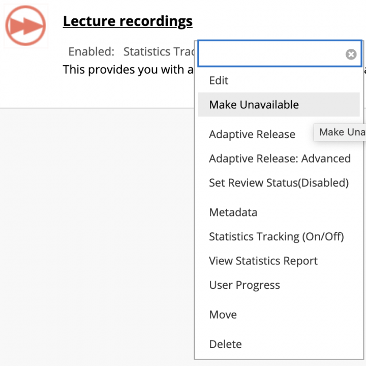 lecture recording tool menu