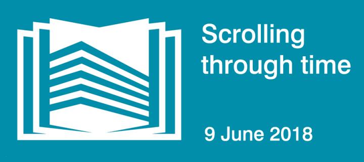 A graphic of the Main Library to promote Scrolling through time on 9th June
