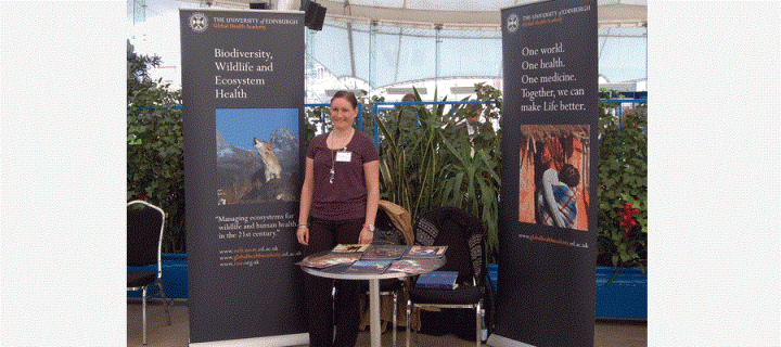 Dr Sharron Ogle at the Global Health Academy stand in Dynamic Earth