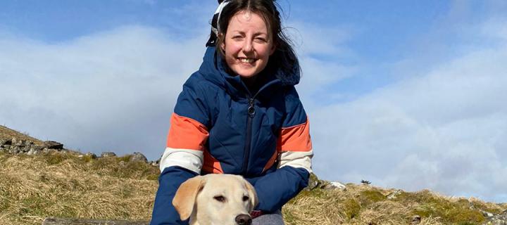 Women with dog outdoors