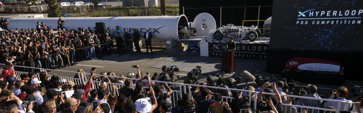 Elon Musk at SpaceX Hyperloop Pod Competition.