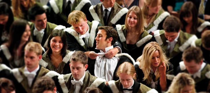 Students attending graduation