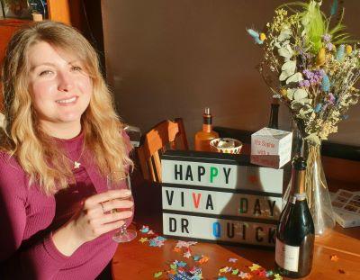 Tissue Repair student Sophie Quick celebrates passing her viva