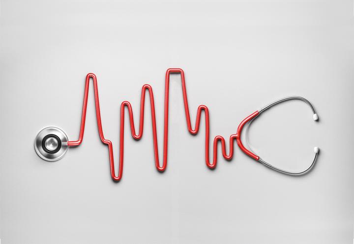 Stethoscope in the shape of a heart rate monitor