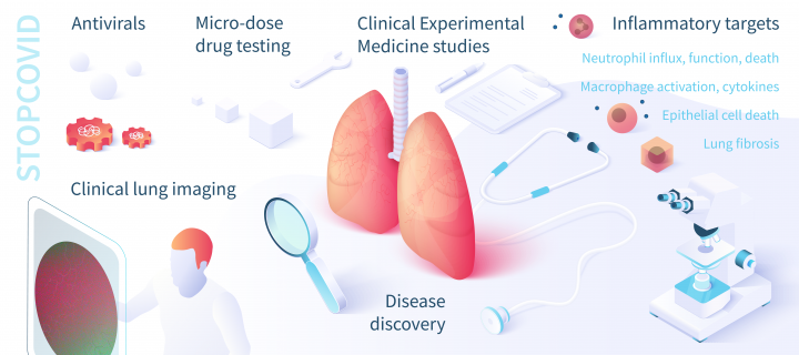 An infographic depicting research activities in the STOPCOVID project.