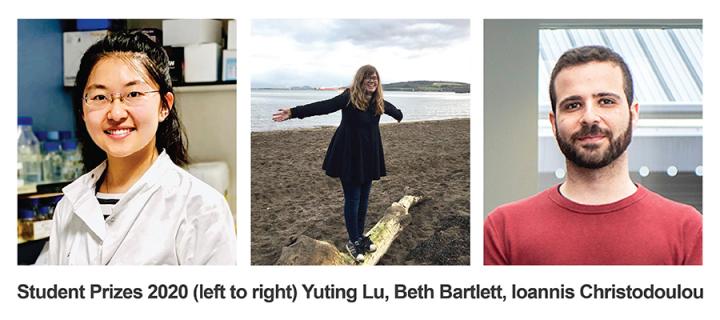 images of Yuting Lu, Ioannis Christodolou, Beth Bartlett, MRC HGU student prize winners