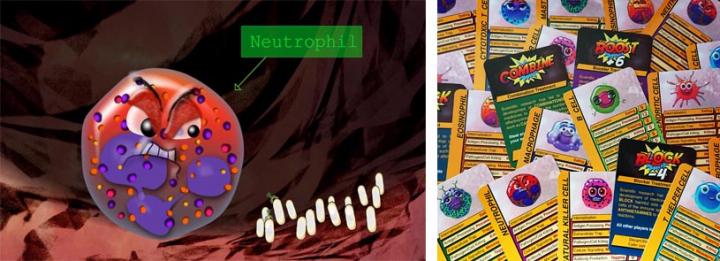 Supercytes cartoon cells and playing cards