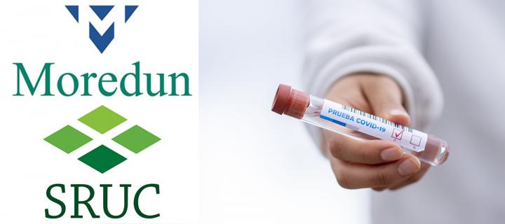 Covid-19 test with SRUC and Moredun logos