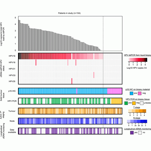 Figure showing the comparison between plasma ddPCR assay and solid tumour assays