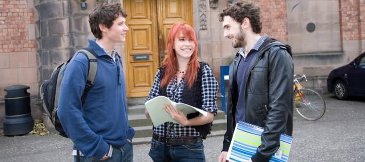 Students talking at King's buildings campus