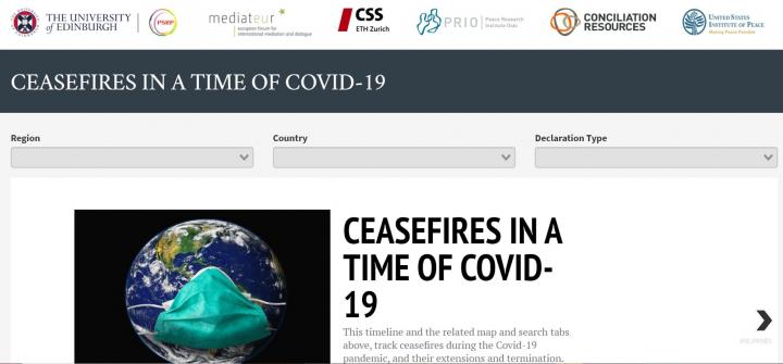 Homepage of COVID-19 Ceasefires Tracker Tool