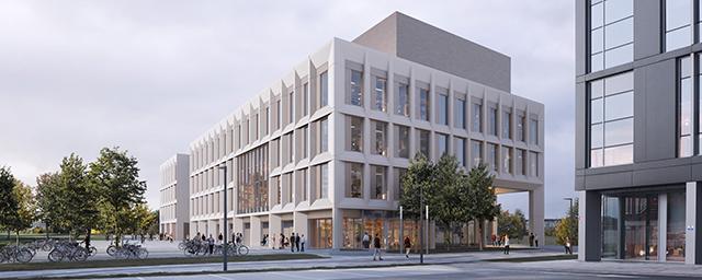 Proposed view of new Usher Building, looking across from current NINE Edinburgh BioQuarter building car park (Southern side)